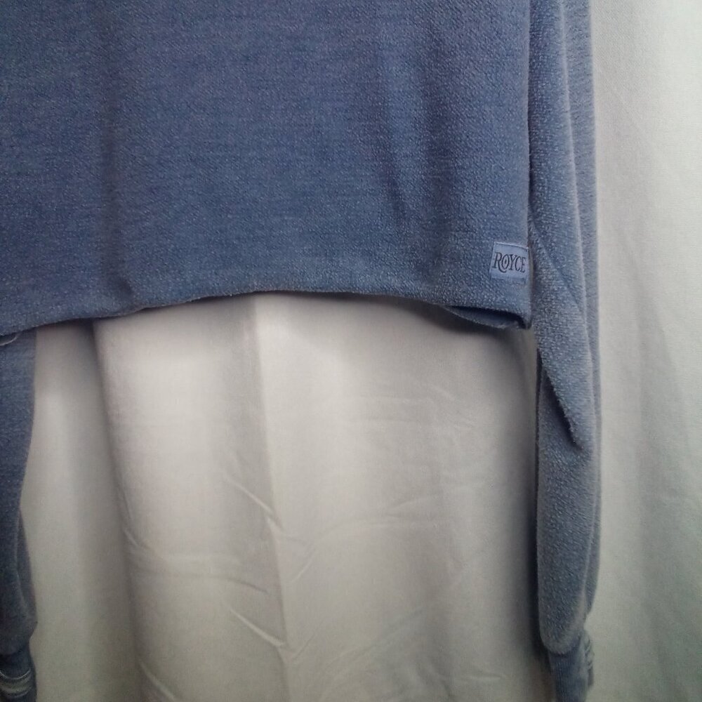 Royce Cropped Sweatshirt S Women Long Sleeve Thumb Holes Blue - Picture 9 of 15
